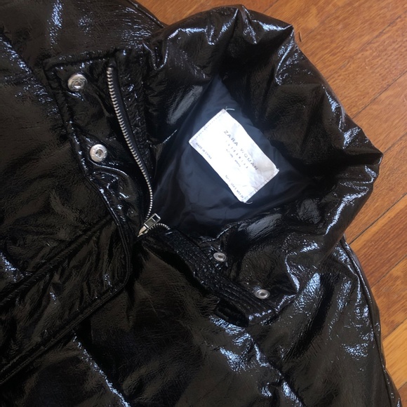 ZARA VINYL PUFFER JACKET - SIZE SMALL - Picture 3 of 7